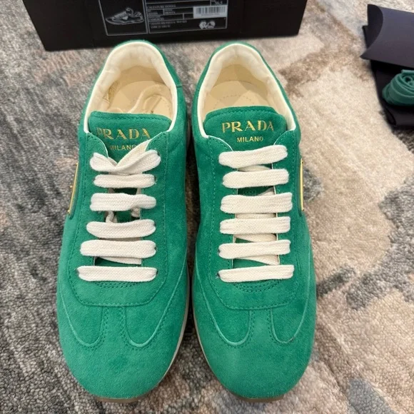 NIB Prada Suede Sneakers in Green - Picture 3 of 10